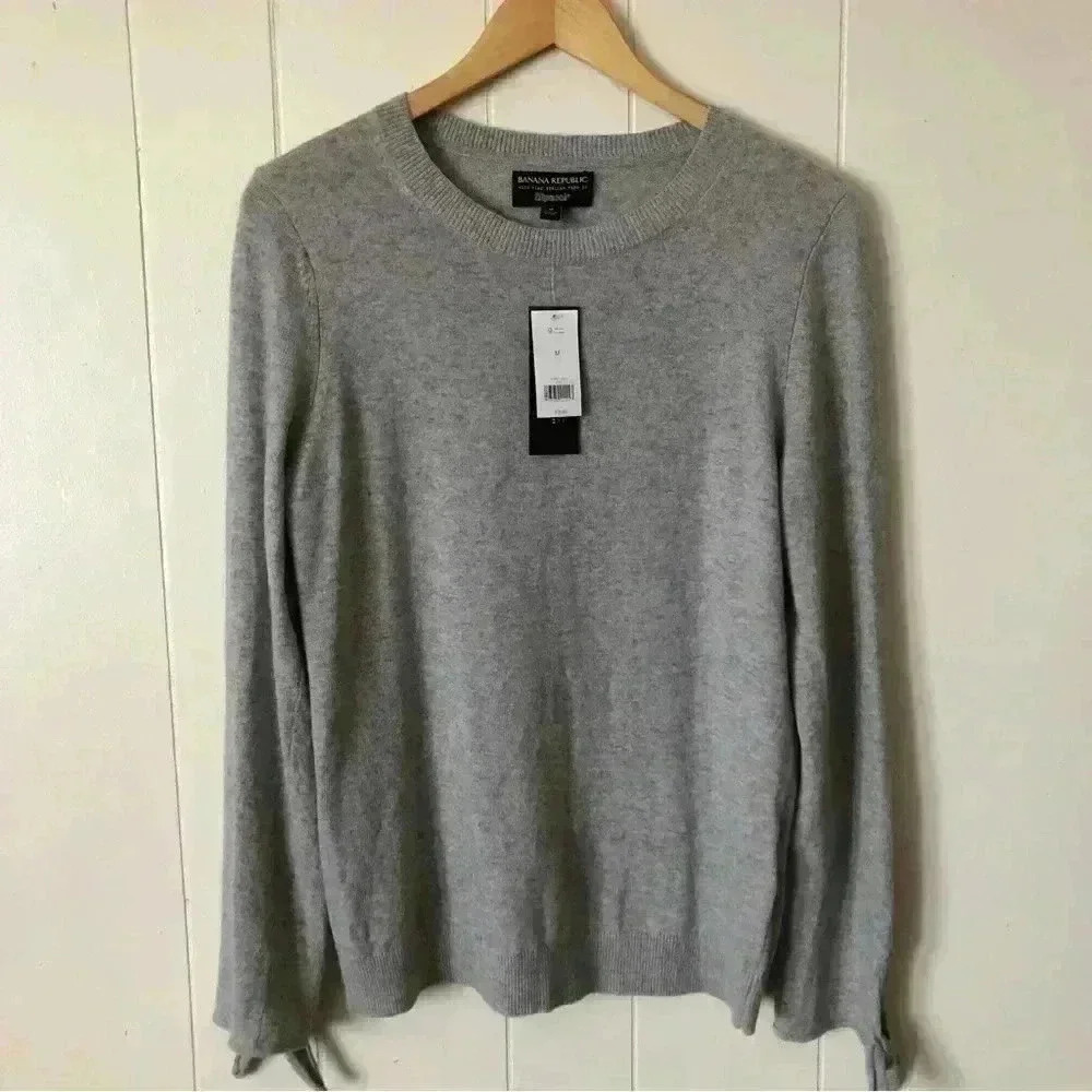 Banana Republic Filpucci Lightweight Tie Sleeve Italian Wool Sweater Size M
